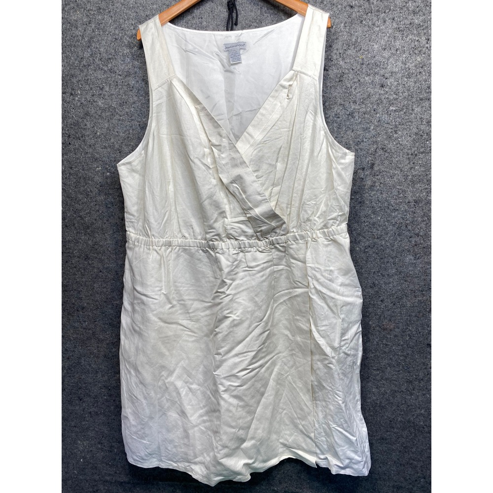 Jessica London Womens Linen Blend Sleeveless Faux Wrap Dress Cream Plus Size 28